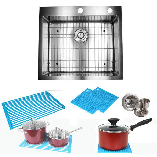 eModern Decor CozyBlock 25" L x 22" W DropIn Kitchen Sink With